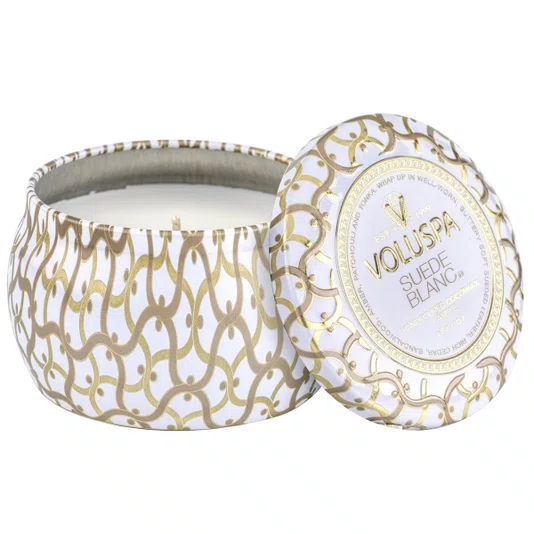 Mini Vela Lata Suede Blanc 25 Horas - Voluspa