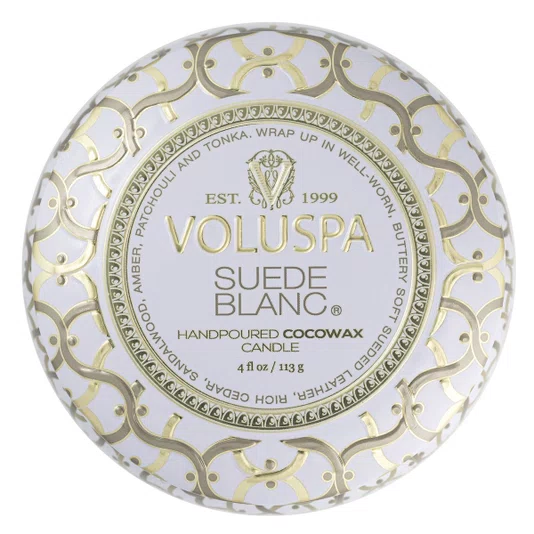 Mini Vela Lata Suede Blanc 25 Horas - Voluspa