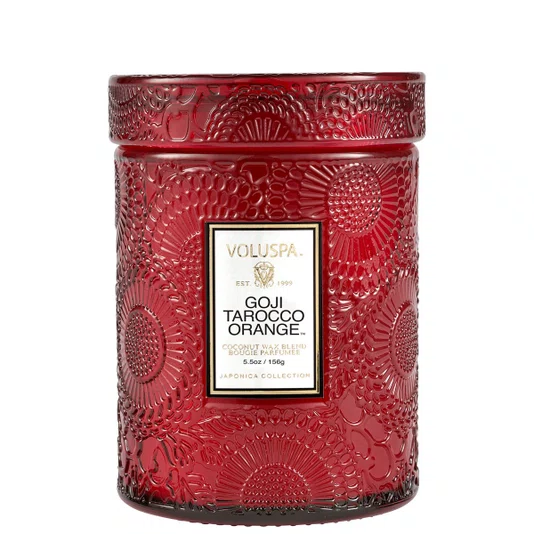 Mini Vela Pote Vidro 50h Relevo Goji Tarocco Orang - Voluspa