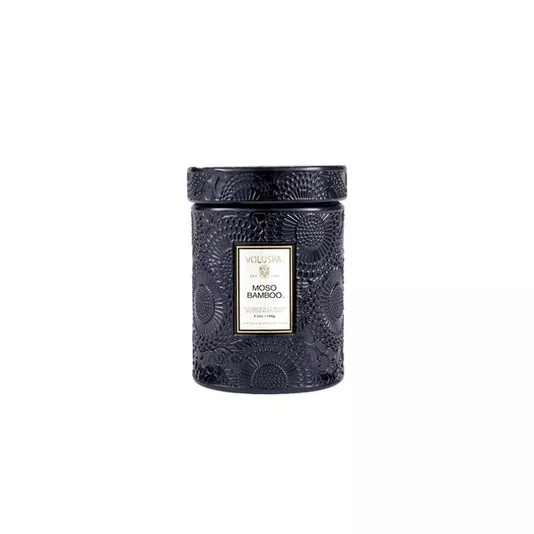 Mini Vela Pote Vidro 50h Relevo Moso Bamboo Voluspa