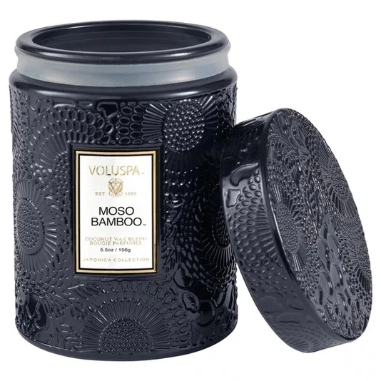 Mini Vela Pote Vidro 50h Relevo Moso Bamboo Voluspa