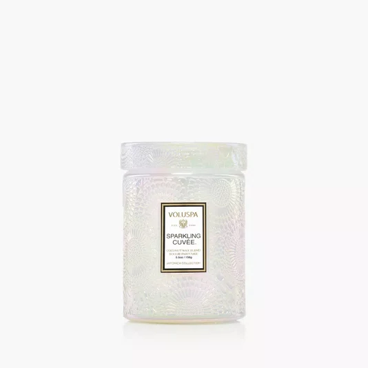Mini Vela Pote Vidro 50h Relevo Sparkling Cuvee - Voluspa