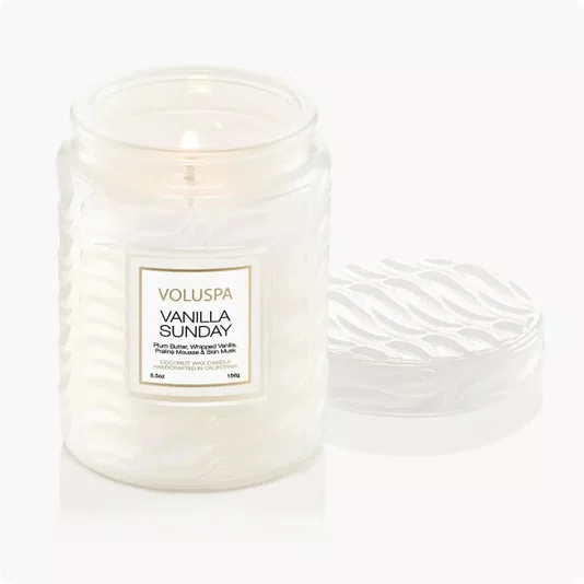 Mini Vela Pote Vidro 50h Relevo Vanilla Sunday - Voluspa