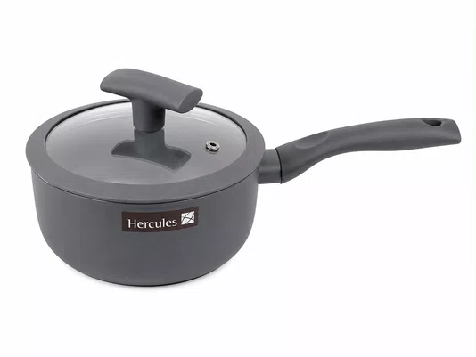 Panela com Tampa Vidro e Silicone Cinza com Antiaderente - Hercules