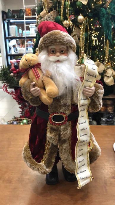 Papai Noel com Lista e Urso 45cm - Cromus