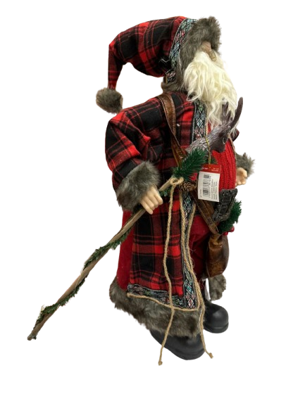 Papai Noel em Pé Vermelho e Xadrez 45cm - Tok de Casa