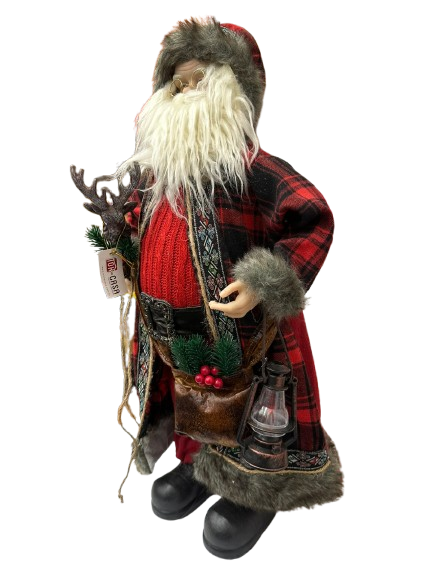Papai Noel em Pé Vermelho e Xadrez 45cm - Tok de Casa