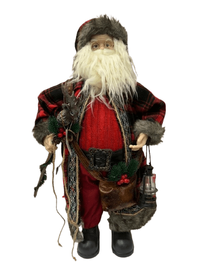 Papai Noel em Pe Vermelho e Xadrez 45cm - Tok de Casa