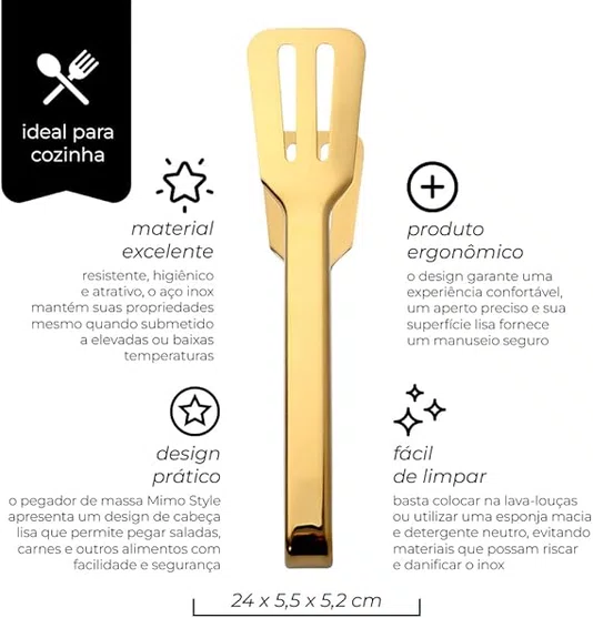 Pegador Multiuso Inox Dourado - Mimo Style