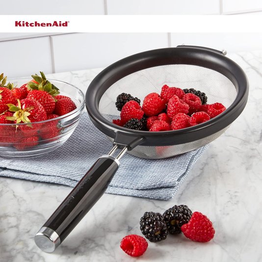 Peneira Aço Cozinha Coar Polvilhar Prático Preto - Kitchenaid