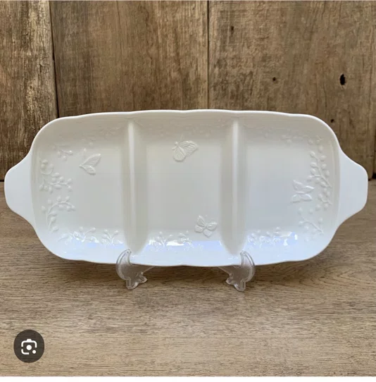 Petisqueira de Porcelana New Bone com 3 Divisorias