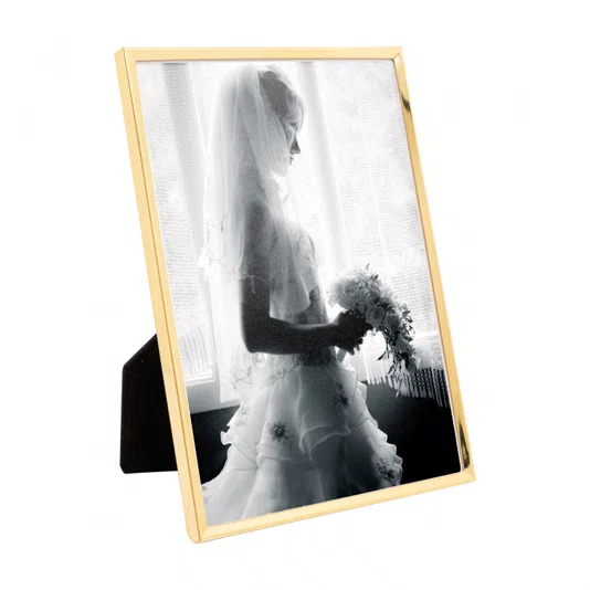 Porta Retrato de Aco Inox Classic Dourado 13x18