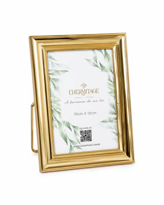 Porta Retrato em Metal Dourado 10x15cm - Full Fit