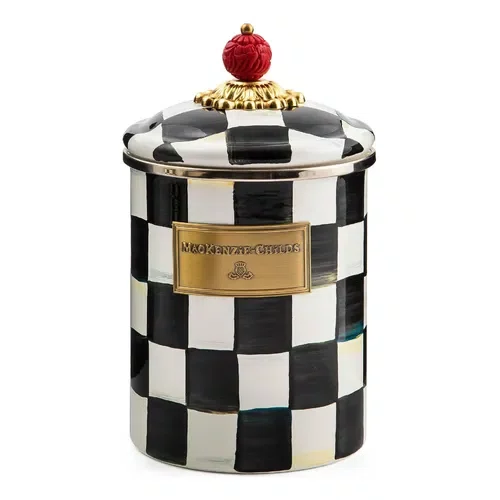 Pote Courtly Check Quadriculado Black 14cm - Mackenzie Childs