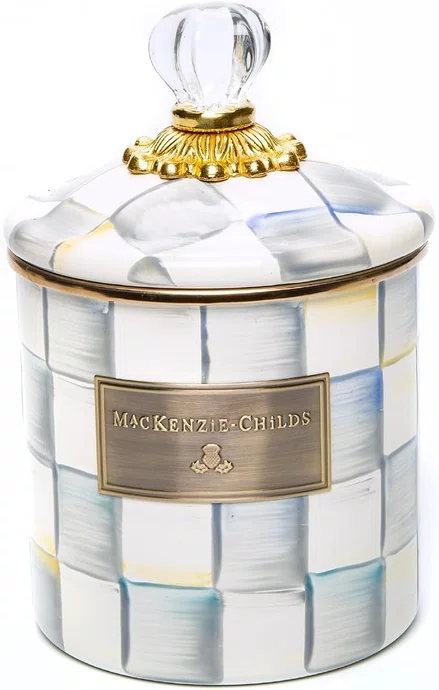 Pote Courtly Check Quadriculado Cinza 12cm - Mackenzie Childs