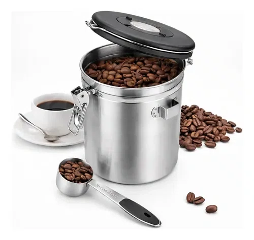 Pote para Café Hermético com Válvula Inox 1,5L - Mimo Style