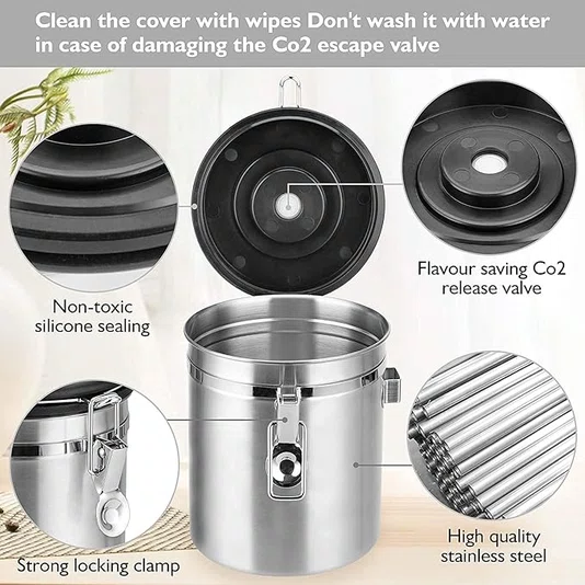 Pote para Café Hermético com Válvula Inox 1,5L - Mimo Style
