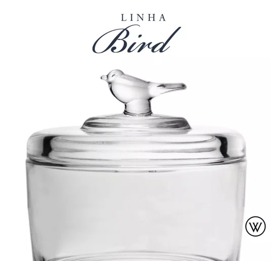 Pote de Cristal com Tampa Bird