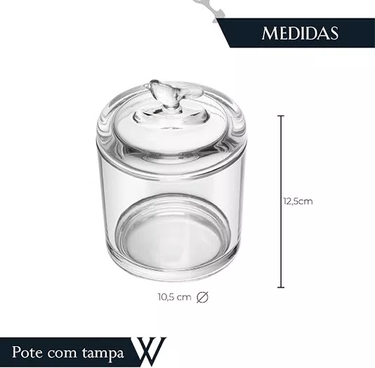 Pote de Cristal Ecológico com Tampa Bird 10,5x10,5cm - Wolff
