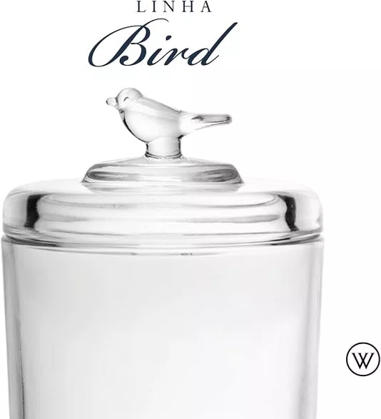Pote de Cristal Ecológico com Tampa Bird 10,5x10,5cm - Wolff