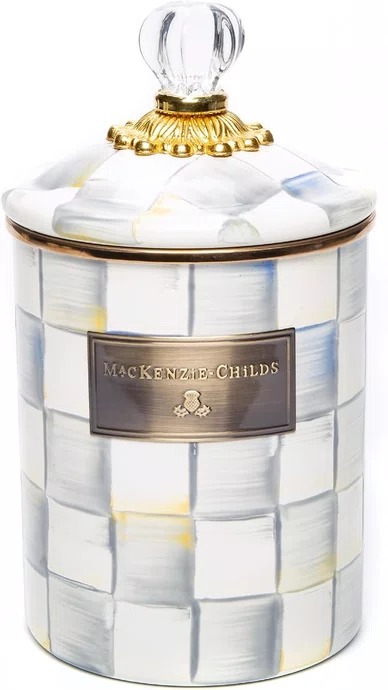 Pote Courtly Check Quadriculado Cinza 14cm - Mackenzie Childs