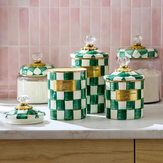Pote Courtly Check Quadriculado Verde 14cm - Mackenzie Childs