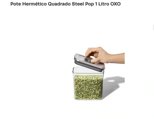 Pote Hermético Quadrado Steel Pop 1 Litro Oxo