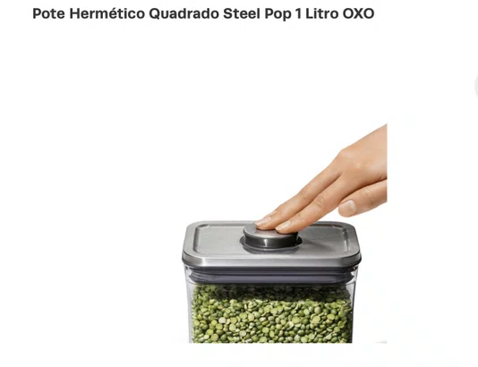 Pote Hermético Quadrado Steel Pop 1 Litro Oxo