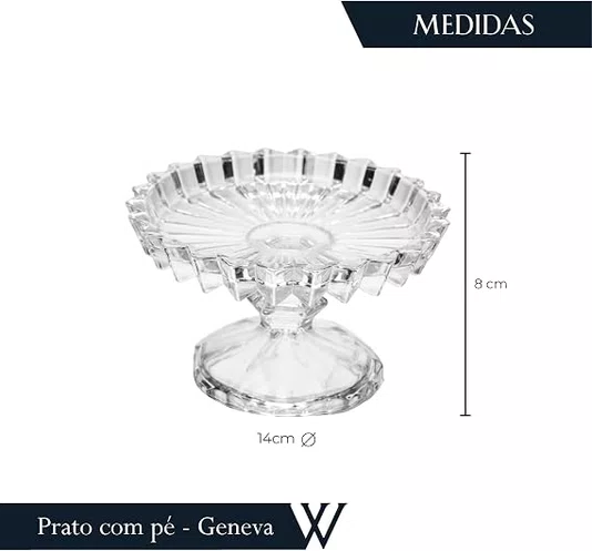 Prato com Pé Cristal Geneva 14x14x8cm - Wolff
