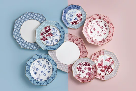 Prato de Jantar Regency Damask 26cm Azul - Tea Delight