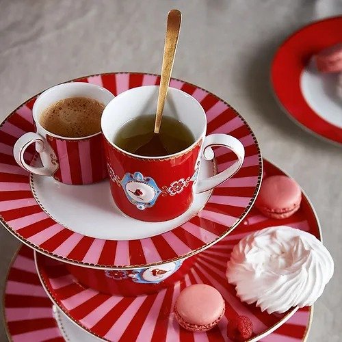 Prato de Jantar Vermelho Stripes - Love Birds - Pip Studio