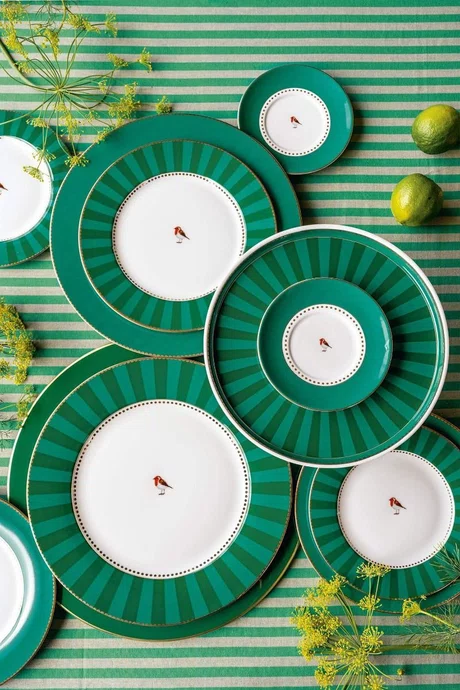 Prato de Pão Stripes Esmeralda/verde Love Birds - Pip Studio
