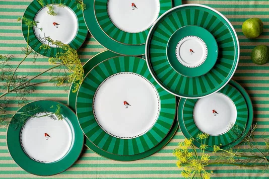 Prato de Pão Stripes Esmeralda/verde Love Birds - Pip Studio