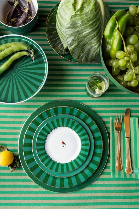 Prato de Pão Stripes Esmeralda/verde Love Birds - Pip Studio