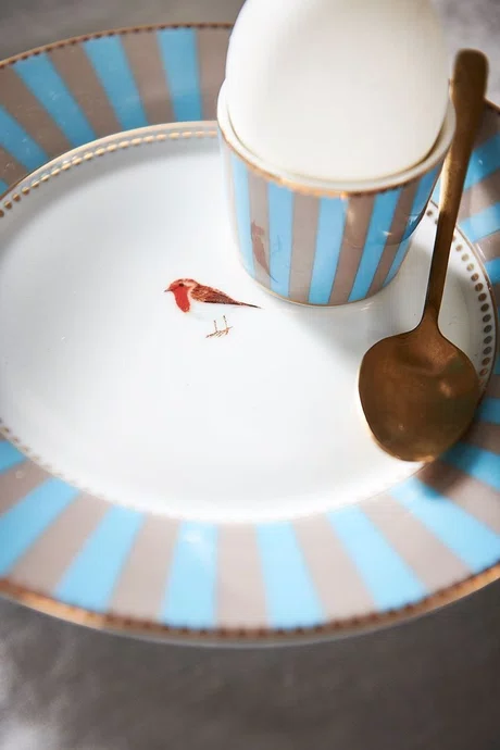Prato de Sobremesa Azul Stripes Love Birds - Pip Studio