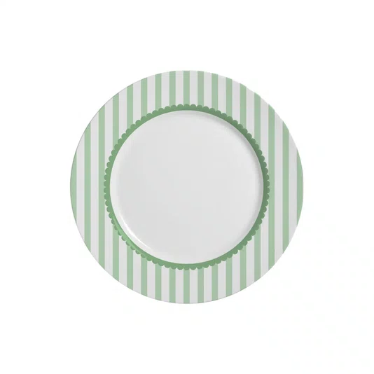 Prato de Sobremesa Laços Verde Listra 6Pçs - Alleanza