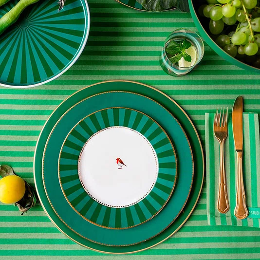 Prato de Sobremesa Stripes Esmeralda/verde - Love Birds - Pip Studio