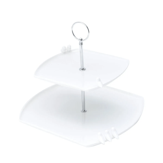 Prato duplo para doces de porcelana branca birds - Wolff