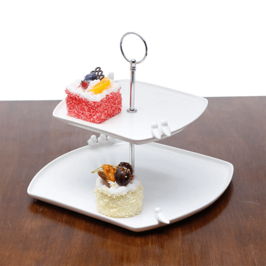 Prato duplo para doces de porcelana branca birds - Wolff
