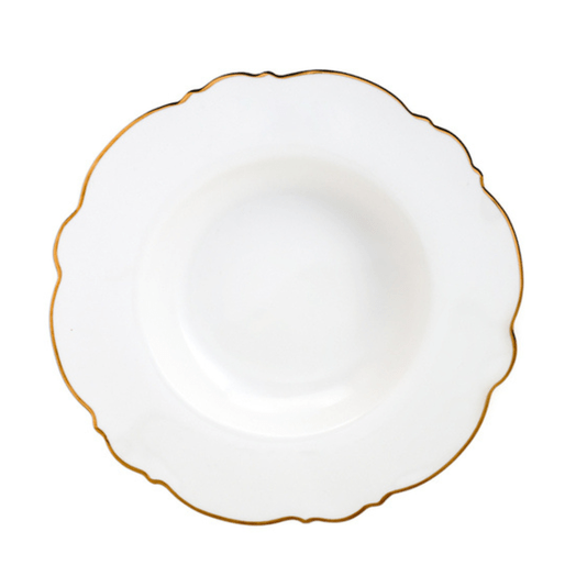 Prato Fundo em Porcelana Maldivas Filete Dourado 6 Peças
