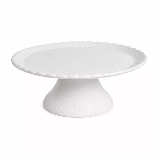 Prato P/ Bolo com Pé Nobre Branco - Scalla