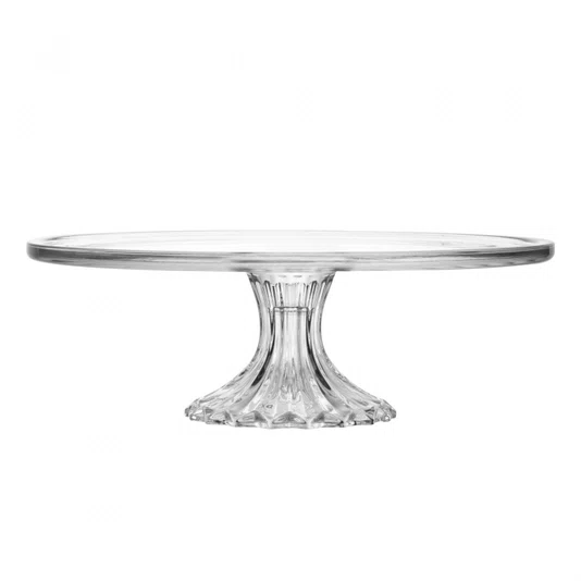 Prato para Bolo de Cristal com Pe e Tampa Bird 30 Cm