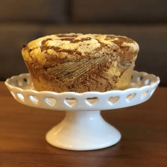 Prato para Doce de Cerâmica Branco com Borda de Coração 20cm