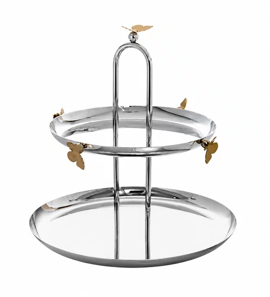 Prato para Doces Farfalla 2 Andares em Inox - Full Fit