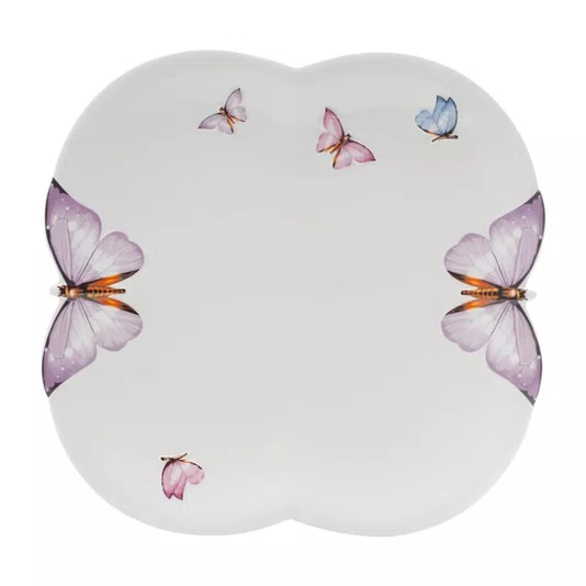 Prato Raso de Porcelana Borboleta 24 Cm 06 Unidades