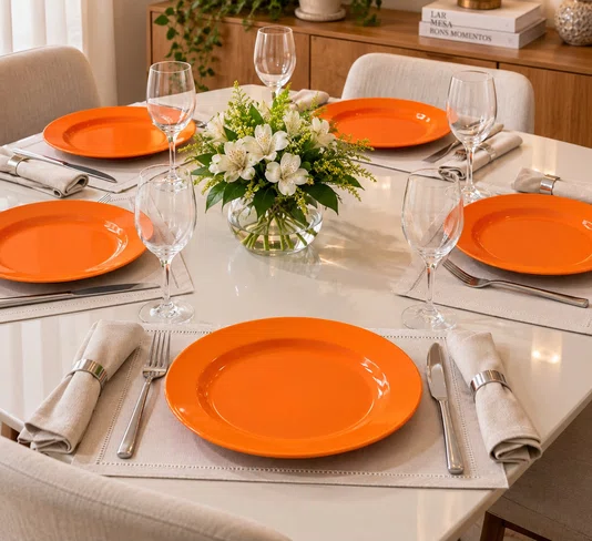 Prato Raso Mix And Match em Porcelana Laranja - L´hermitage