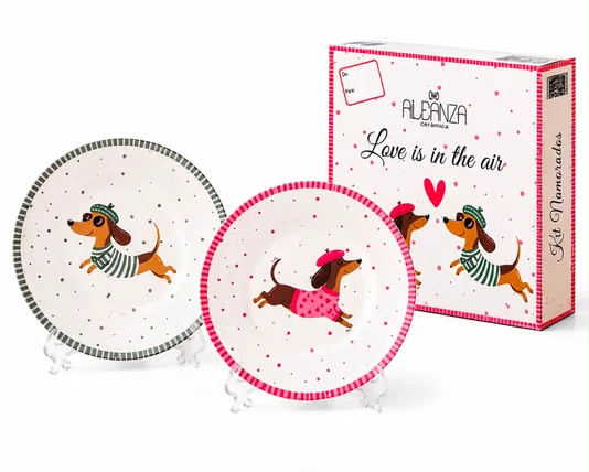 Prato Sobremesa Cachorro Love Is The Air 2 Unidades