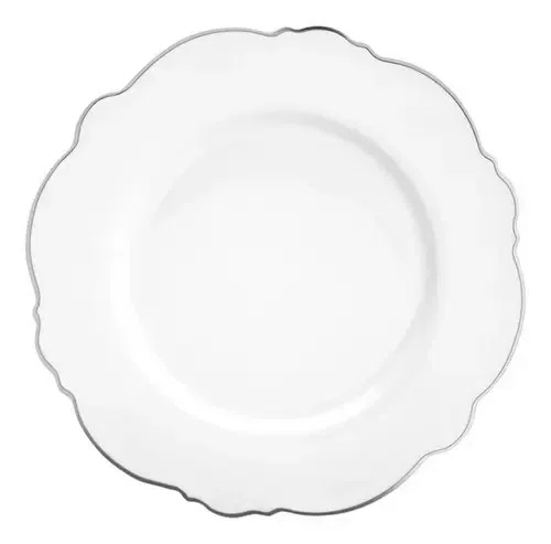 Prato Sobremesa Porcelana Maldivas Prata 6 Peças - Wolff