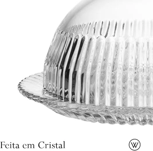 Queijeira de Cristal com Tampa Império 20x20x13,5cm - Wolff