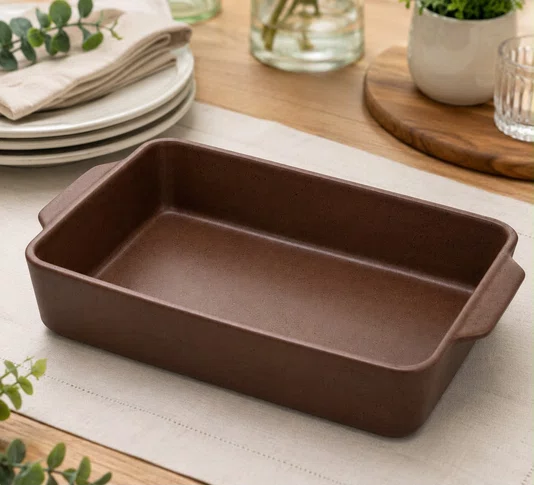 Refratario de Ceramica Marrom Matte 36x22 Cm